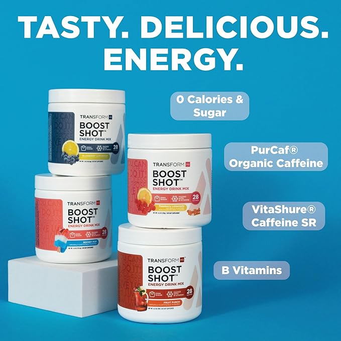 TransformHQ Everyday Boost Shot - Non-GMO, Gluten-Free (Raspberry Lemonade, 28 Servings)