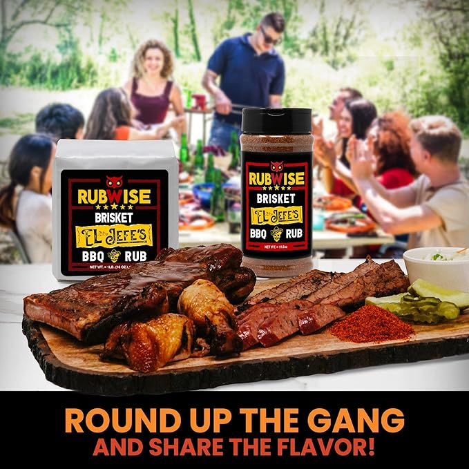 RubWise Texas Style Brisket Rub - El Jefe | Dry BBQ Rubs and Spices for Smoking & Grilling | Barbecue Meat Seasoning with Authentic Texan Flavor | Great on Beef, Steaks, Ribs & Burgers | 11.5oz