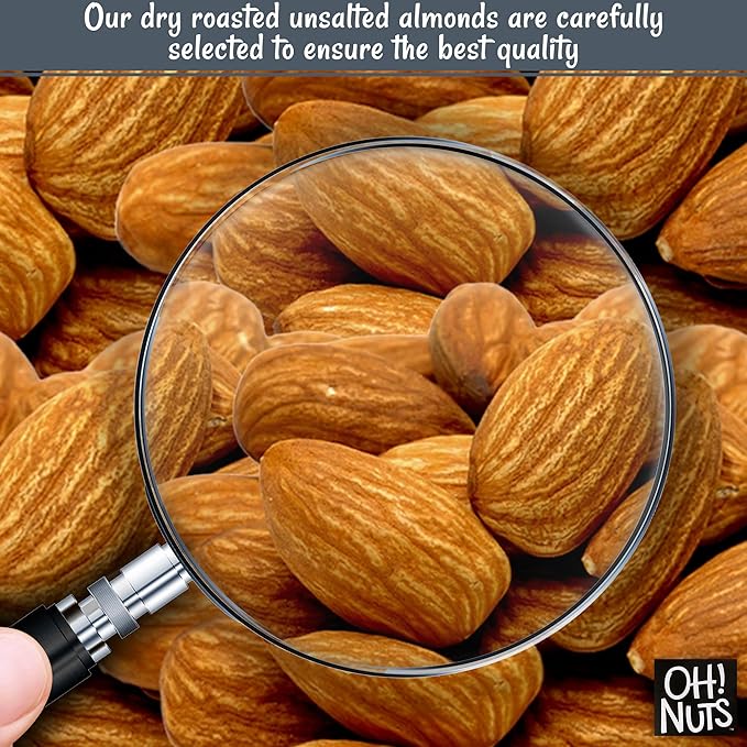 Oh! Nuts Almonds - Dry Roasted Unsalted Almonds - 2 lb - No Salt, No Oil All-Natural Protein - Packed in New York Zip-Seal Bag for Exceptional Freshness