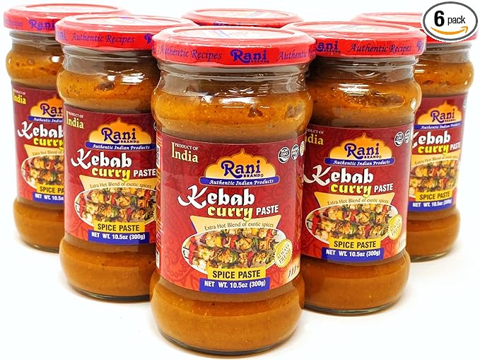 Rani Kebab Masala Paste for Meat Dishes 10.5oz (300g) Glass Jar, Pack of 5+1 FREE ~ No Colors | All Natural | NON-GMO | Vegan | Gluten Free | Indian Origin