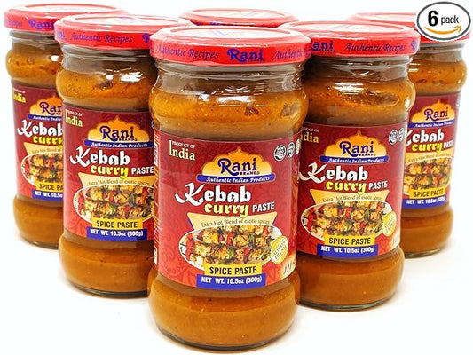 Rani Kebab Masala Paste for Meat Dishes 10.5oz (300g) Glass Jar, Pack of 5+1 FREE ~ No Colors | All Natural | NON-GMO | Vegan | Gluten Free | Indian Origin