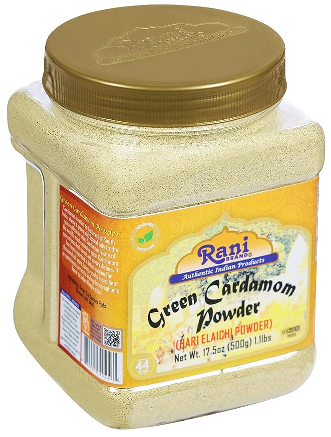 Rani Green Cardamom Pods Powder, Ground with Green Husks (Hari Elachi) 17.5oz (1.1lbs) 500g PET Jar ~ All Natural | Vegan | Gluten Friendly | NON-GMO | Kosher | Product of India