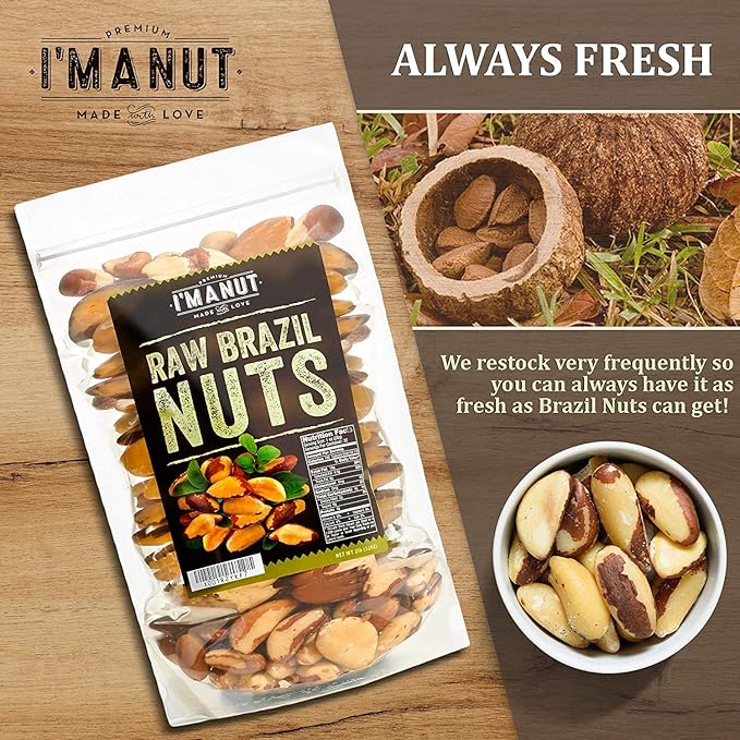 I’m A Nut Brazil Nuts, Raw, 48 oz (3 Lb) | Distinct and Superior to Organic | No PPO | Non GMO | Batch Tested Gluten & Peanut Free | Vegan and Keto Friendly | Large, Fresh and Reasealable bag