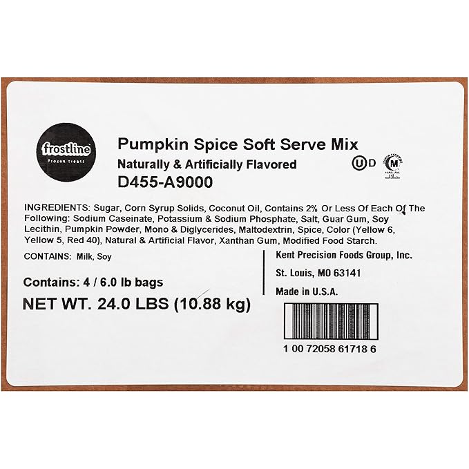 Frostline Pumpkin Spice Soft Serve Ice Cream Mix | Lactose & Gluten Free Mix | Use Blender, Countertop Ice Cream Maker, Soft Serve Machine and More | Add Water, Dairy or Dairy Alternative | 6 lb Bag