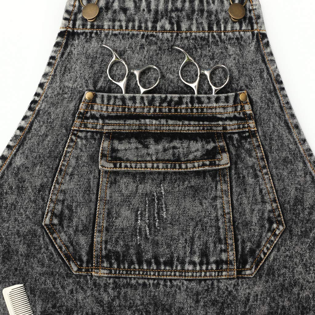 Jeanerlor - Denim Apron with Pockets for Hair Stylist Gardening Craftsmen Barista Women Hairdresser