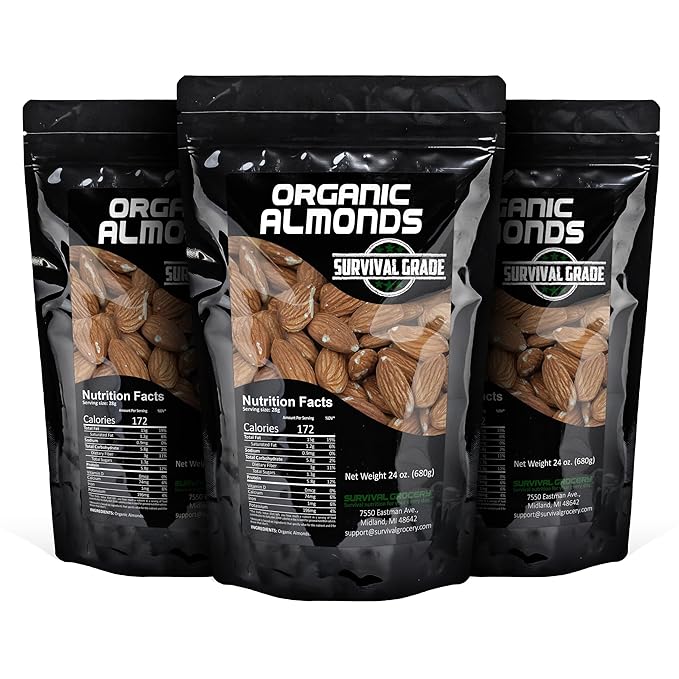 Survival Grocery® - Organic Almonds (72 oz./3 Bags)