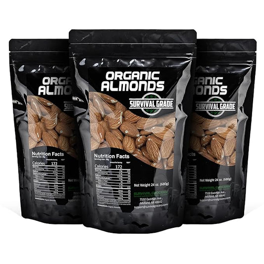 Survival Grocery® - Organic Almonds (72 oz./3 Bags)