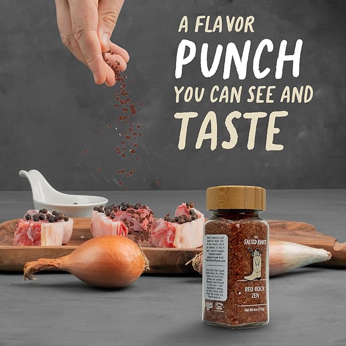 The Salted Roots - Red Rock Zen Salt - Umami-Rich Gourmet Blend with Miso, Wasabi, Thai Chili & Citrus - Hawaiian Red Clay Sea Salt for Sushi, Stir-Fry & Seafood - 4oz Jar