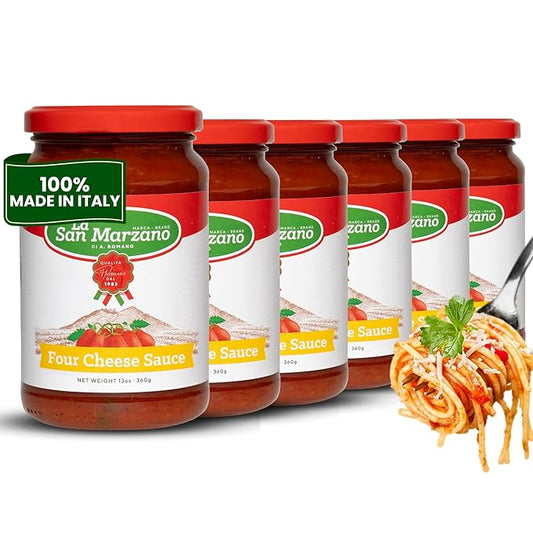 La San Marzano Four Cheese Sauce, 13 oz, Pasta Sauce Made in Italy, All Purpose Tomato Premium Quality, All Natural, Non GMO, Gluten Free