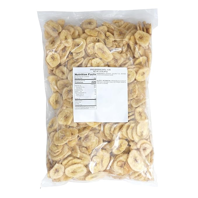 Dried Banana Chips, 4 Pound Bag Banana Chips, Dried Fruit, Dehydrated Bananas, The Hampton Popcorn & Candy Company
