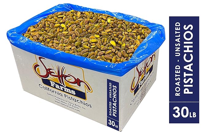 Pistachios Shelled Dry Roasted Unsalted, 30 Lbs. Bulk Case, Kosher (Also perfect for making Dubai Chocolate)