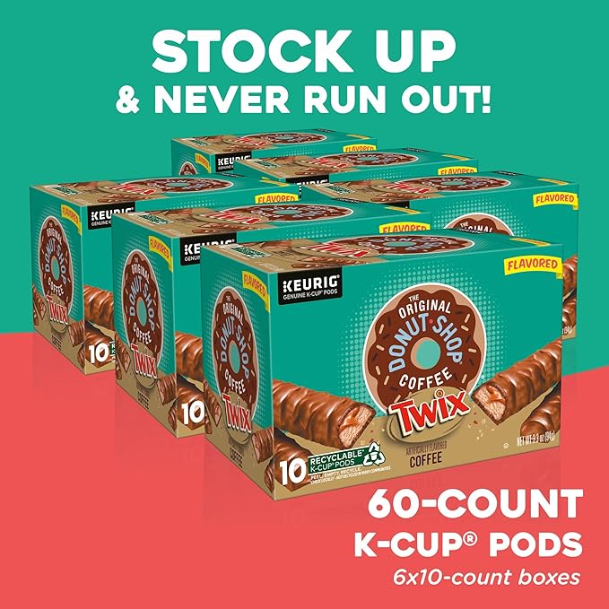 The Original Donut Shop TWIX Coffee, Keurig Single Serve K-Cup Pods, 60 Count, (6 Packs of 10)