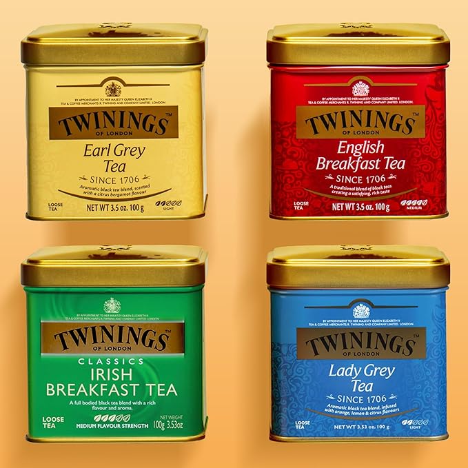 Twinings Irish Breakfast Loose Tea, 3.53 Ounce Tins (Pack of 6), Smooth, Flavourful, Robust Black Tea Leaves, Caffeinated, Enjoy Hot or Iced