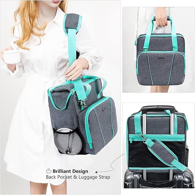 BAGSPRITE Travel Coffee Maker Bag for Keurig K-Slim, Single Serve Coffee Brewer Carrying Case, Portable Travel Coffee Maker Storage Case with Pockets for K-Cup Pods (Full Open Design Patent Pending)