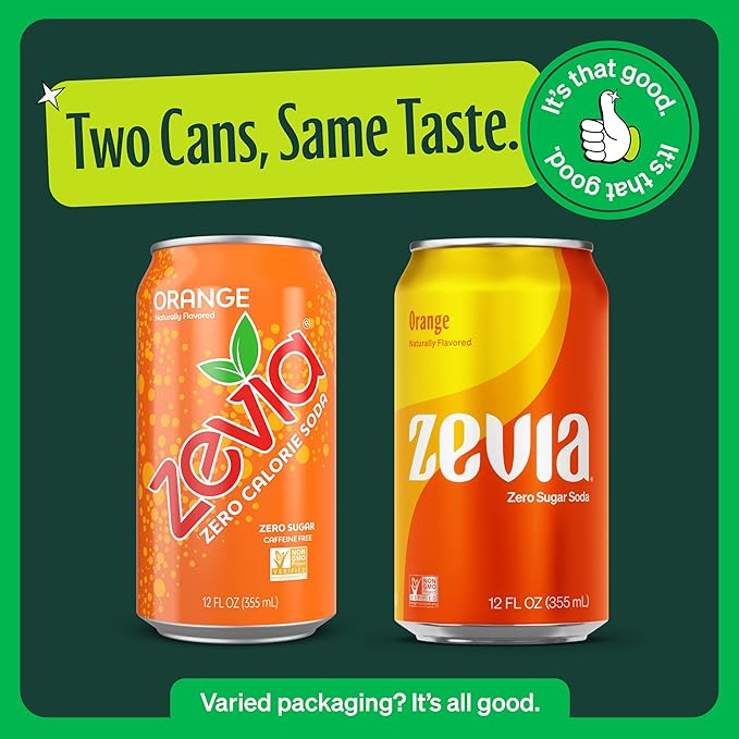 Zevia Zero Sugar Soda, Rainbow Variety Pack, 12 oz Cans (24-Pack) ??Naturally Sweetened, Non-GMO Project Verified, Gluten-Free, Vegan