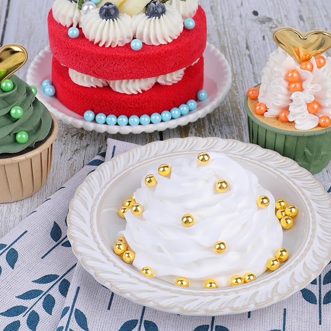 Sprinkles for Cake Decorating, Deluxe Gold Pearl Sprinkles 4 Sizes Mix for Cookie Baking Donuts Ice Cream Cake Cupcake Toppings