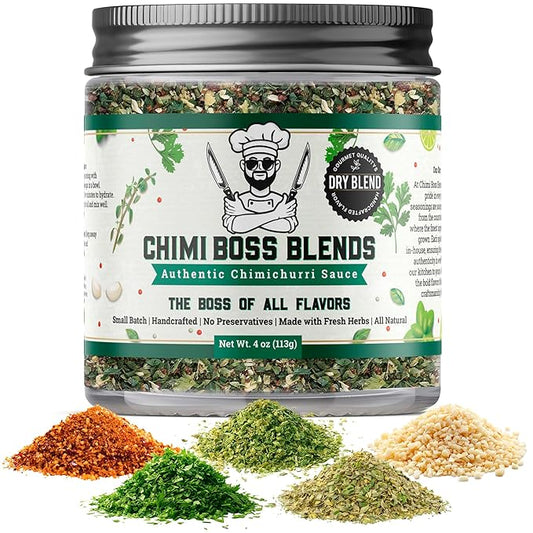Chimi Boss Blends Chimichurri Original Dry Seasoning, 4 oz – Argentinian Herb & Garlic Rub with Parsley & Chili Flakes – All Natural Seasoning or DIY Sauce – Made in USA