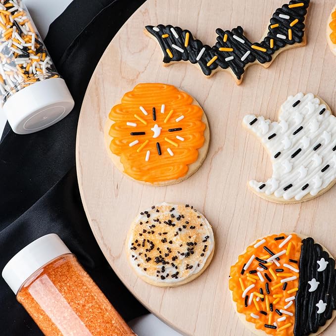 Sweets Indeed Dye-Free Halloween Sprinkles 4-Pack ??11.57 oz Natural Spooky Decorating Set | Sprinkle Mix, Ghost Confetti, Orange Sugar & Black Sugar | Edible Dye-Free Cake & Cupcake Decorations