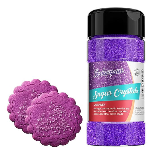Bakerpan Sugar Sprinkles for Baking - 7 Ounce Lavender Decorating Sugar Crystals for Cookies, Cake Pops, Ice Cream (Made in USA)