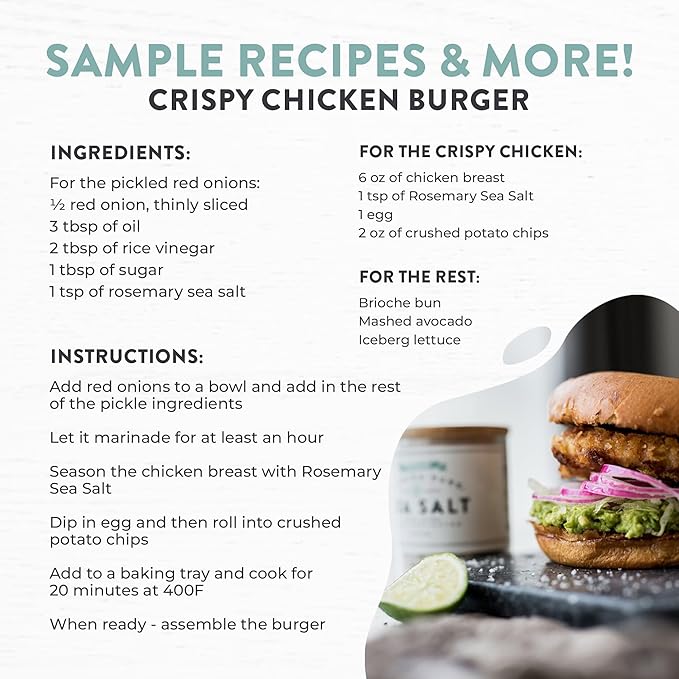 FLORIDA PURE Rosemary Sea Salt 80+ Mineral Sea Salt Unrefined, Non Iodized Natural Sea Salt for Baking, Cooking, Seasoning & Enhancing Taste, Rich in Taste Rosemary Salt, Flaky Sea Salt (1.8 oz Jar)