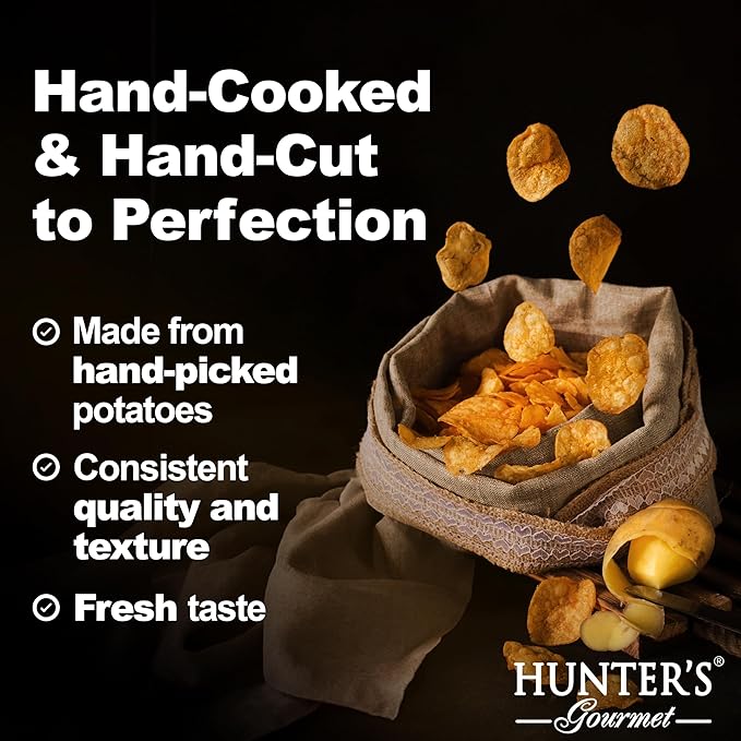 Hunter's Gourmet Hand-Cut Chips | No Trans Fat | Made with 100% Sunflower Oil | Wasabi & Turmeric Flavor | Gourmet Travel Snack | Halal | Vegetarian | Gluten-Free Chips | Pack of 4 | 150g