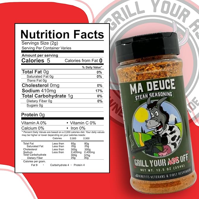 GYAO Ma Deuce Steak Seasoning – 12.5oz Large Granulated Steak Seasoning – MSG & Gluten Free – USA Made & Veteran Owned
