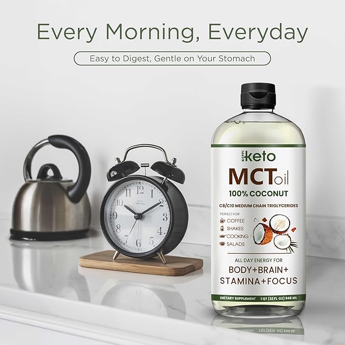 Keppi MCT Oil - From 100% Coconuts - Flavorless C8 and C10, Non-GMO, Certified Gluten-Free, Palm Oil Free, Vegan, Kosher, Halal, 32 oz Coconut Oil
