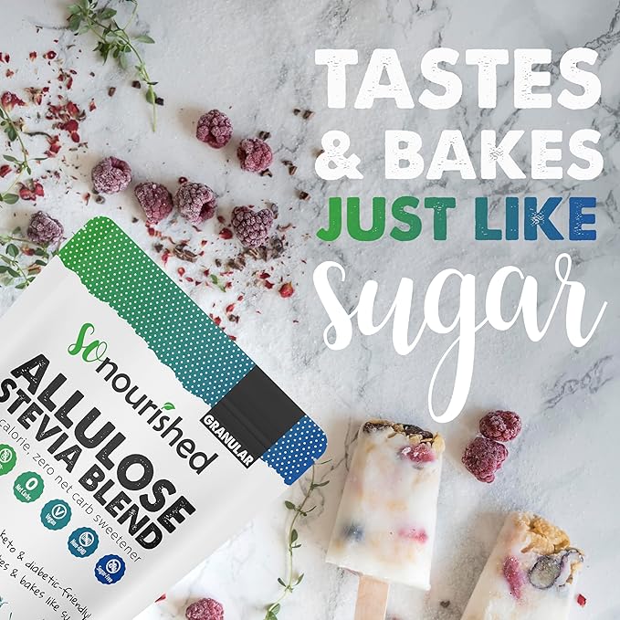 So Nourished Stevia with Allulose Sweetener Granular - 1:1 Sugar Substitute, Keto - 0 Calorie, 0 Net Carb, Non-GMO (5 lb / 80 oz)