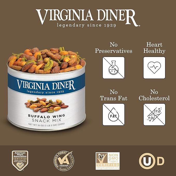 Virginia Diner Buffalo Trail Mix Gourmet Snack with Butter Toasted and Buffalo Virginia Peanuts, Sesame Sticks, Guac Bites, and Almonds 1.1 Pound (Pack of 1) Buffalo Trail Mix