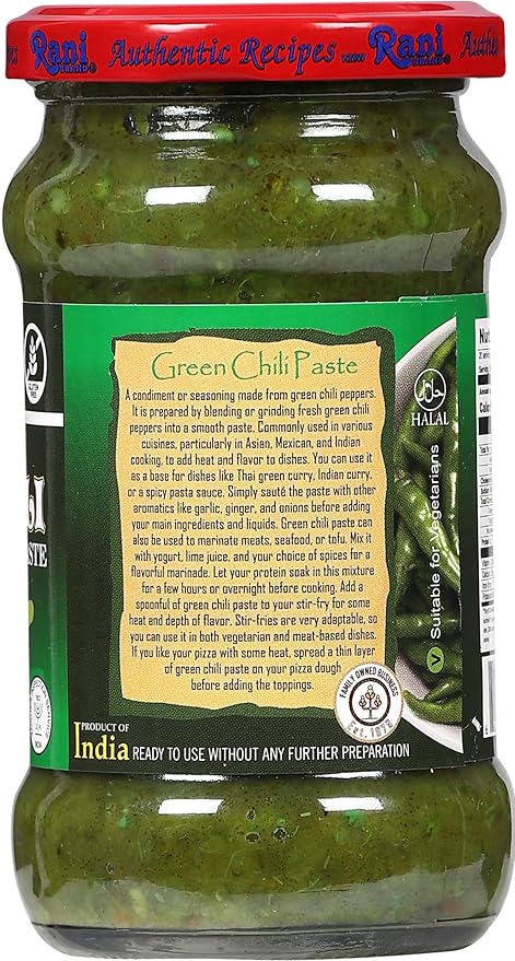 Asian Kitchen Green Chilli Cooking Paste 10.58oz (300g) Glass Jar ~ Vegan | Gluten Free | NON-GMO | No Colors | Indian Origin