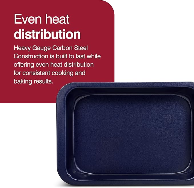 Zyliss E980190 Non-Stick Oven Tray | 30cm x 20cm | Carbon Steel | Dark Blue | Baking Tin/Bakeware/Roasting | Dishwasher Safe | 5 Year Guarantee