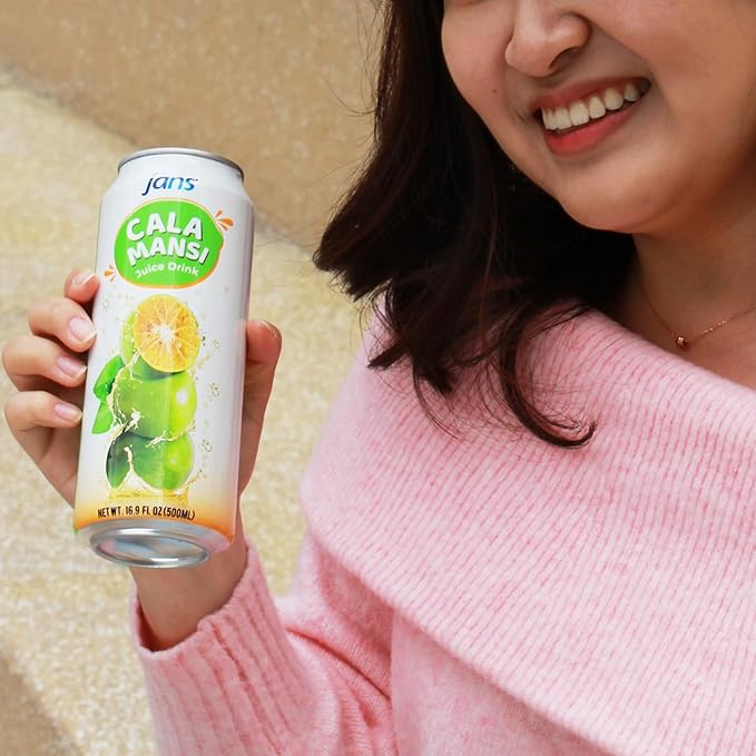 Jans Golden Lime Juice Calamansi Drink (16.9 oz Cans, 12-Pack) ??Philippine Kalamansi Citrus Beverage ??Natural Lemoncito Yuzu Style Lime Drink, Lemon, Orange, Tangerine, Citrus Substitute | From Pure Calamansi Extract