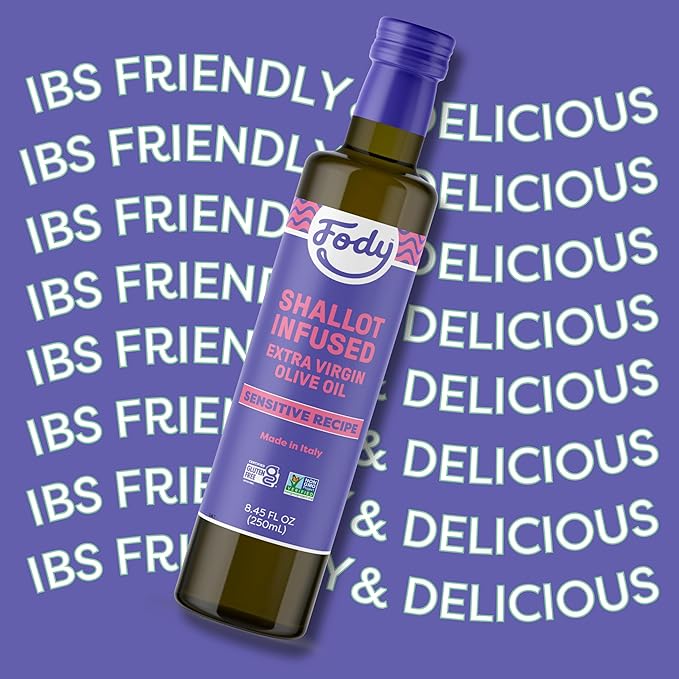 Fody Foods Shallot Infused Extra Virgin Olive Oil, 8.45 Oz, Low FODMAP Certified, Gut & IBS Friendly, Cold-Pressed, Vegan, Non-GMO, Gluten Free, Made in Italy