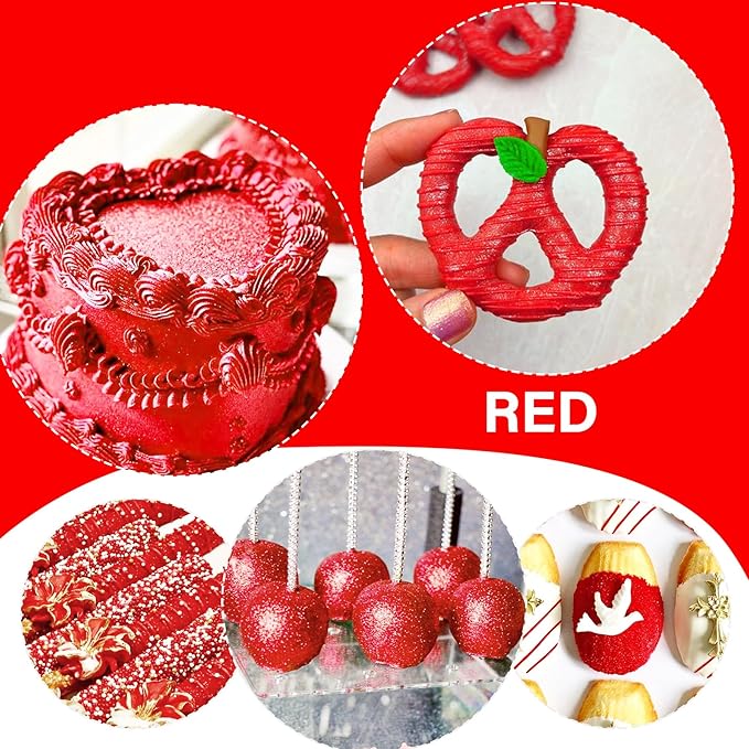 Edible Glitter Spray - 20g Luster Dust Edible Glimmer Powder for Sparkling Cocktails, Cake, Cupcakes, Wine, Beverage - Food Grade Shimmer Dust Powder for Baking, Drinks, Cookies Decoration (Red)