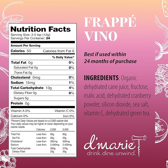 Frozen Cocktail Drink Mix - Makes 10 Wine Slushies - Drink Powder Pouches for Alcohol - All Natural Low Sugar Mixer, No Blender Needed - Frapp챕 Vino