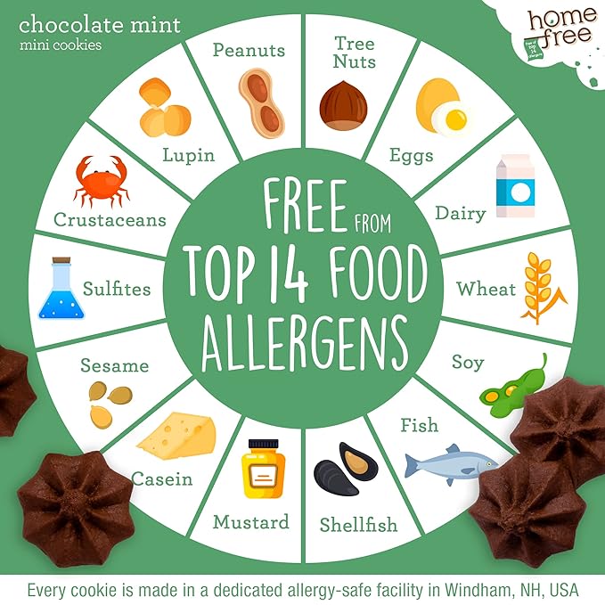 Homefree Treats You Can Trust Gluten Free Mini Cookies, Single Serve, Chocolate Mint, 0.95 Ounce (Pack of 10)