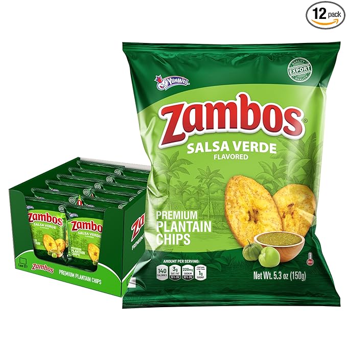 Zambos Plantain Chips Salsa Verde (Pack of 12)