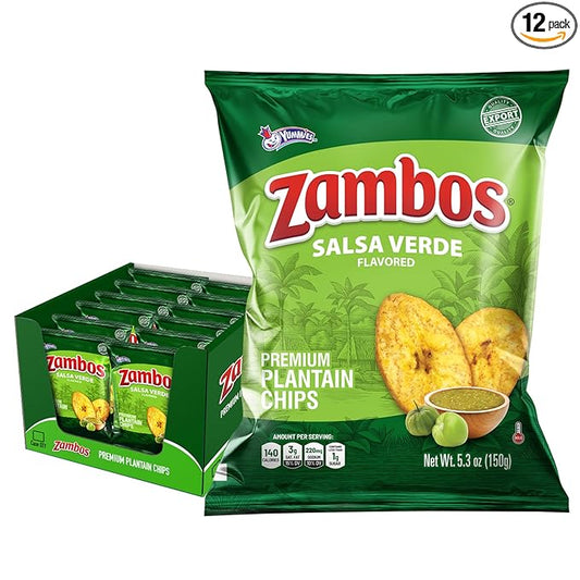 Zambos Plantain Chips Salsa Verde (Pack of 12)