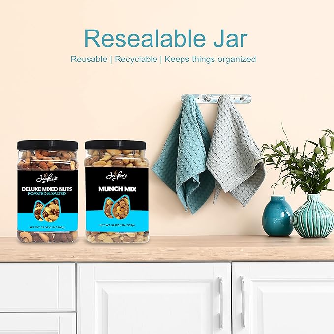 Jaybee?™s Unsalted Mixed Nuts | 32 oz | Gourmet Roasted Deluxe Nut Mix with Cashews, Almonds, Pecans, Hazelnuts, Brazil Nuts (No Peanuts) | Keto, Vegan Friendly, Kosher, Healthy Snacks