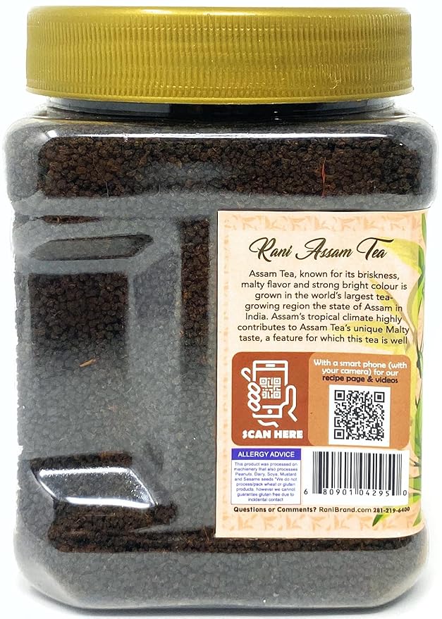 Rani Assam Tea (Indian Loose Leaf Bold Black Tea) 12oz (340g) PET Jar ~ All Natural | Vegan | Gluten Friendly | Salt & Sugar Free | NON-GMO | No Colors | Indian Origin