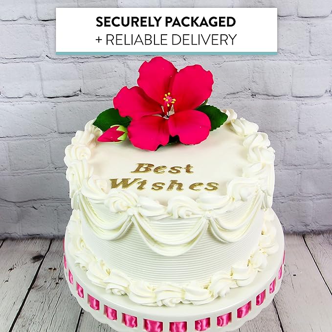 Global Sugar Art Hibiscus Sugar Cake Flowers Spray, Hot Pink Hawaiian Cake Flower Large, 1 Count by Chef Alan Tetreault