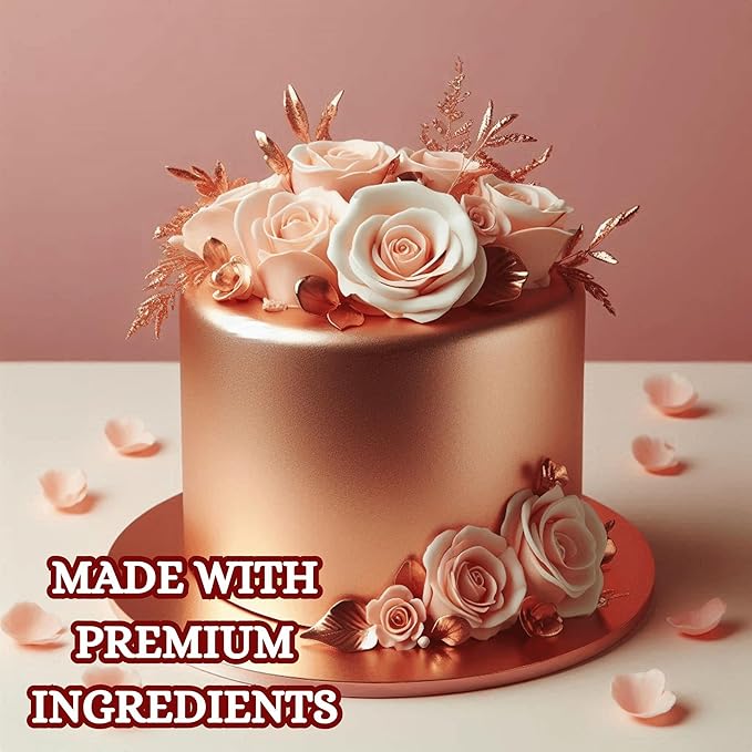 Confect Rose Gold Metallic | Fondant for Cake Decorating, Elegant Rose Gold Icing for Christmas Cakes, Cupcakes & Special Occasions | Vegan, Gluten-Free, Nut-Free, Palm Oil-Free ??8.8 Oz