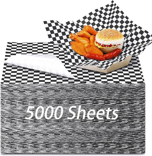 Sieral 5000 Sheets Sandwich Wrap Sheet 12 x 12 Inch Wax Paper Bulk Fast Food Basket Liners