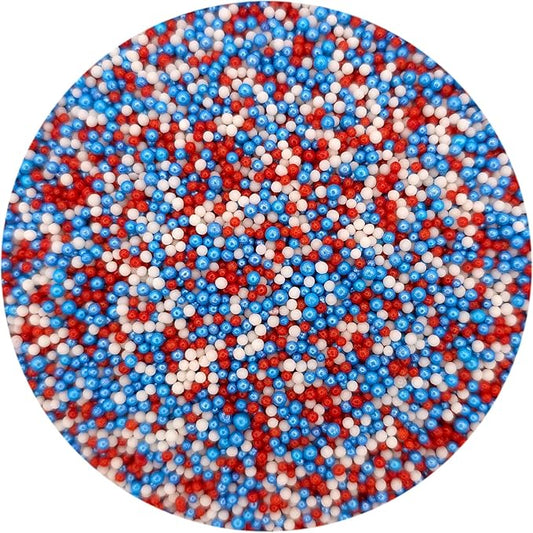NCS Red, White and Blue Edible Non Pareil Sprinkles, 8 ounces - Great for Cupcakes, Cookies, Cakes, Cakes Pops