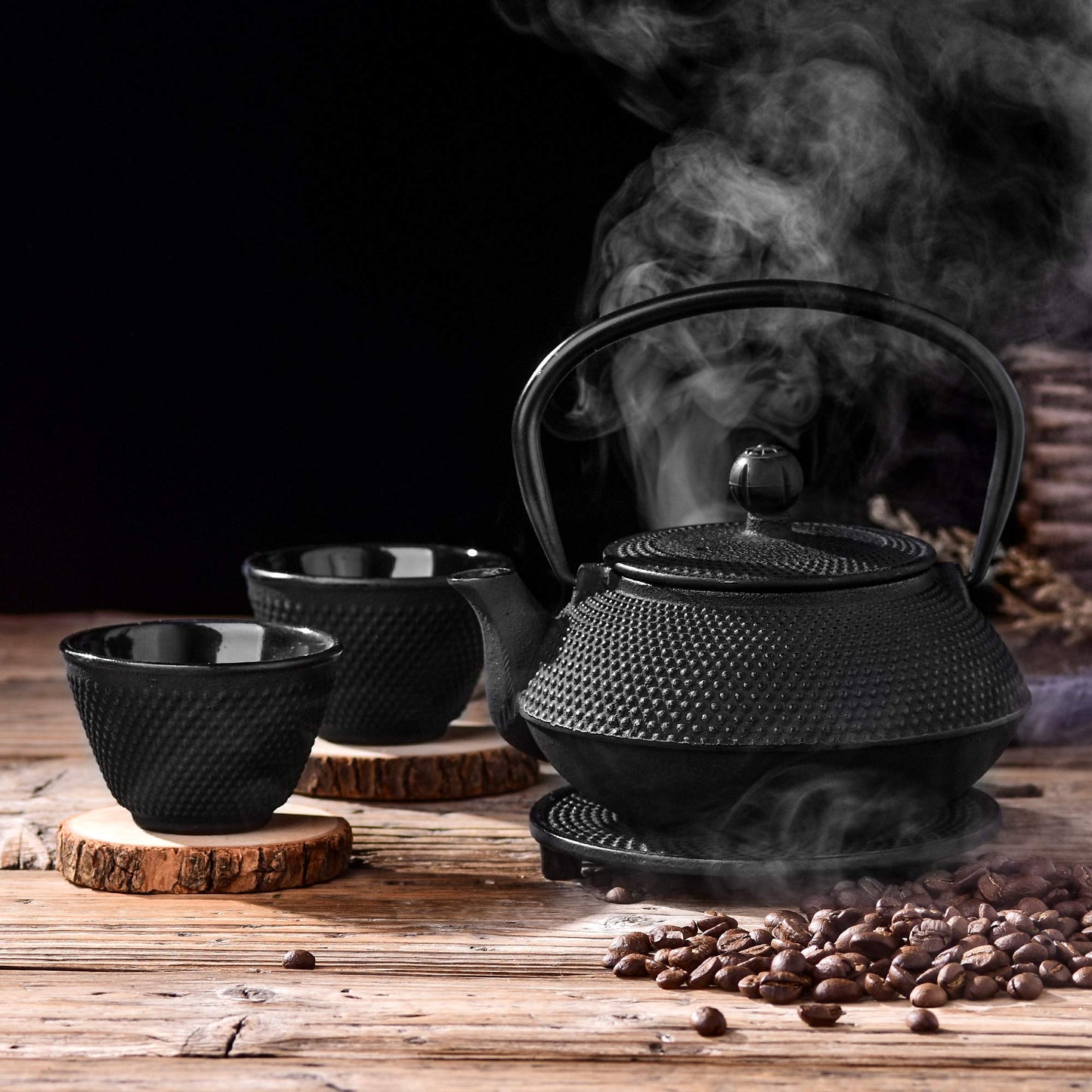 Velaze Cast Iron Teapot Set with Infuser,Japanese Style,2 Cups,700ML,23oz