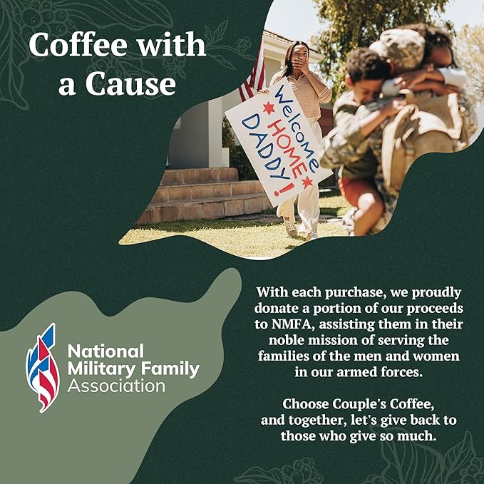 Couple's Coffee Premium K-Cups | Gives Back to Military Families | Organic Guatemalan Blend | Fair Trade Organic Medium-Dark Roast Coffee | Compatible with Single Serve Brewers | Love at First Sip | 24 Count
