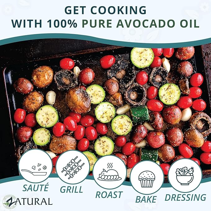 Zatural 100% Avocado Oil Pure Natural Without Additives, Clean, Cold Pressed, Non-GMO, Vegan: for Cooking, Frying, Baking and for Sauces, Dressings, Marinades, Salads (8oz GLASS)