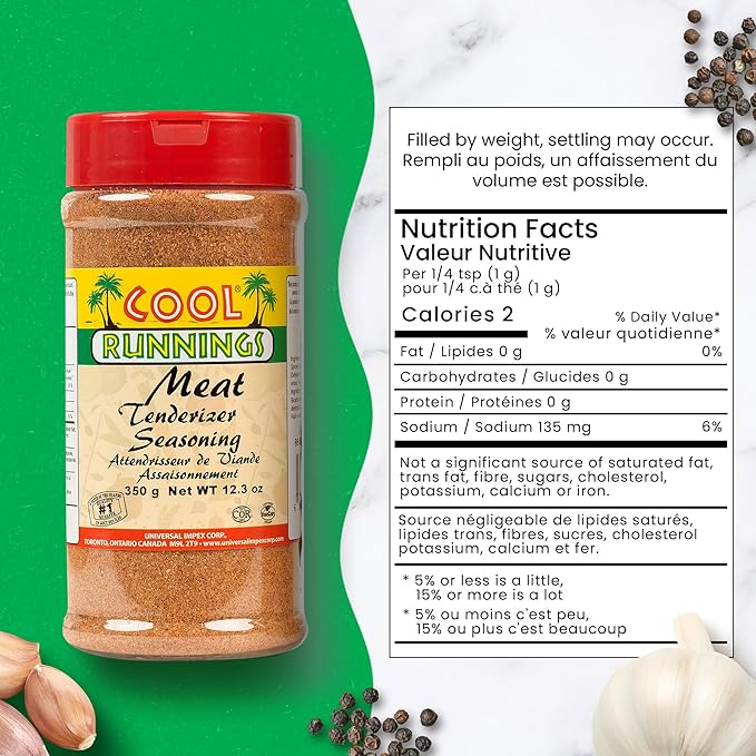 Cool Runnings Meat Tenderizer Seasoning 350g - Perfect Blend for Softening and Marinating Meats, Enhances Flavor for Roasting and Grilling