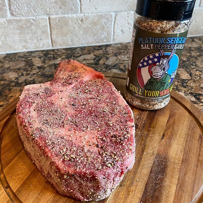 GYAO PSG Salt Pepper Garlic Seasoning – All-Natural BBQ Seasoning for Steak, Burgers, Pork & Chicken – MSG & Gluten -USA Made & 100% Veteran Owned