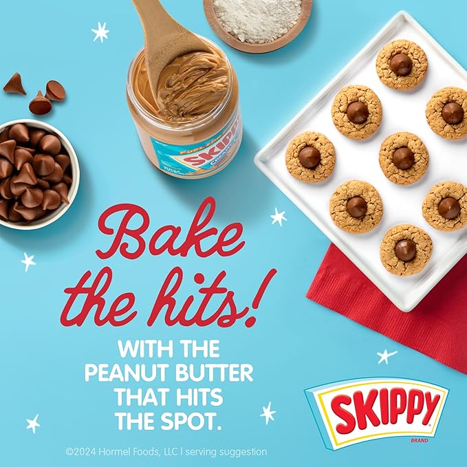 SKIPPY Chunky Peanut Butter Blended with Plant Protein, 16oz Plastic Jar, 12 Pack